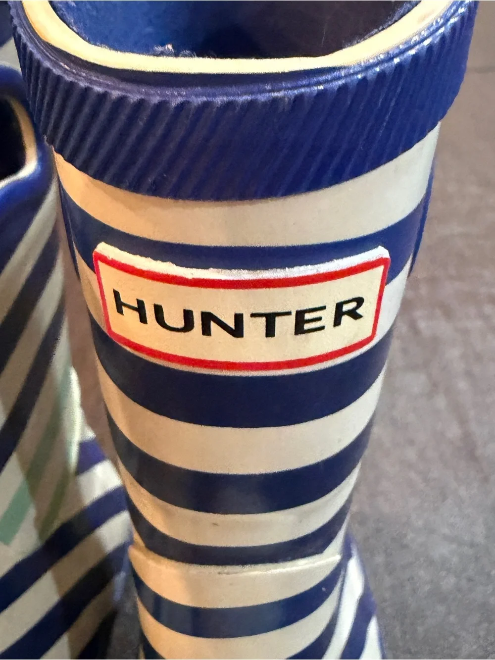 Hunter Kids Blue, White & Mint Striped Rain Boots